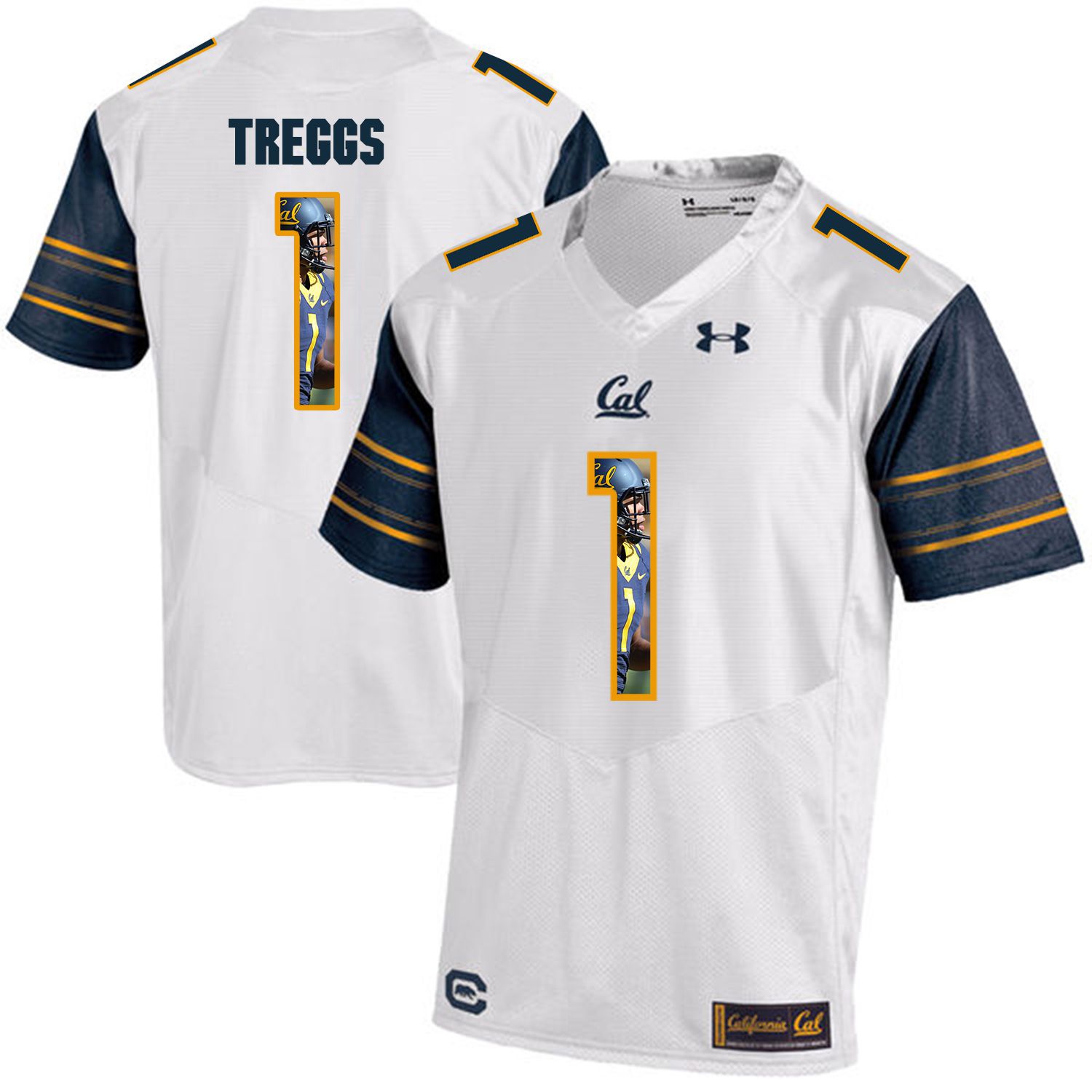 Men California Golden Bears #1 Bryce Treggs White Customized NCAA Jerseys->customized ncaa jersey->Custom Jersey